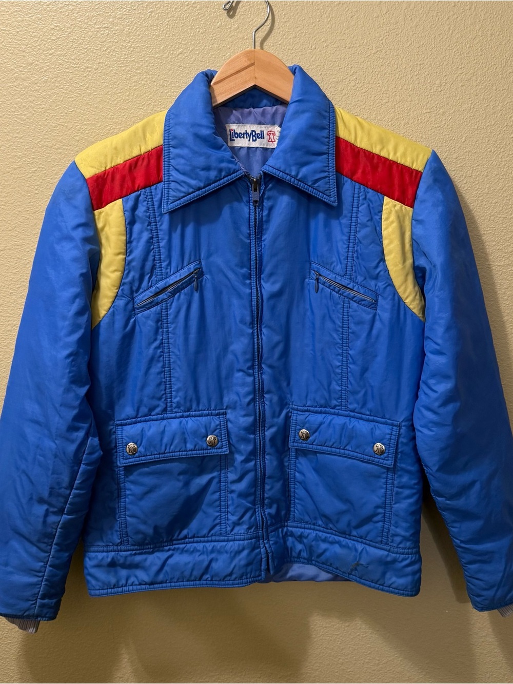 Men’s Small? Vintage 80’s Liberty Bell Blue Red Yellow Full Zip Ski Jacket